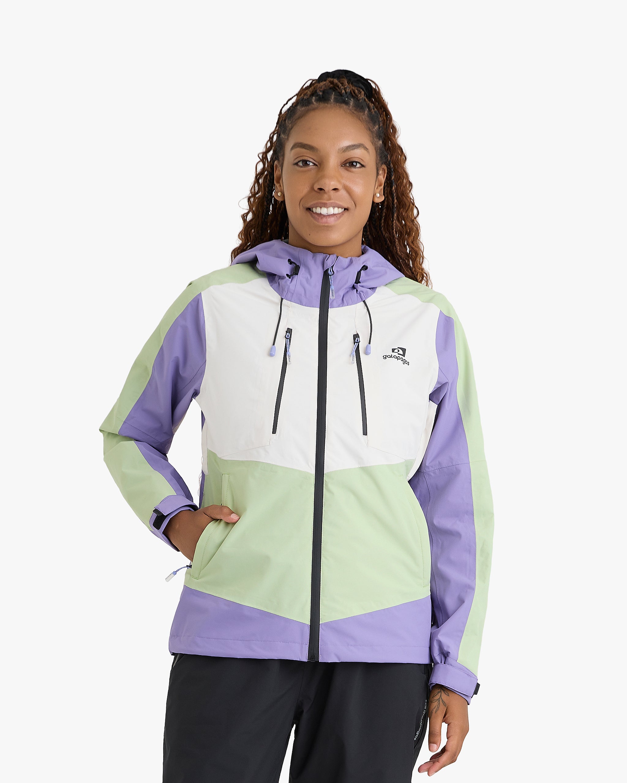 Jaqueta Impermeável Darwin Evolution Feminina - Lavanda e Verde