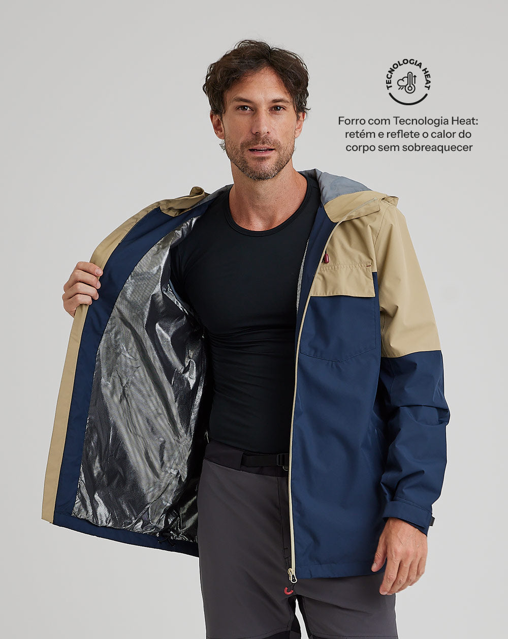 Jaqueta Masculina Impermeável Darwin Heat - Azul Marinho